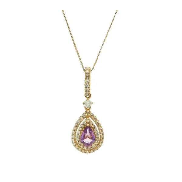 14KT Yellow Gold Pink Sapphire and 0.09ctw Diamond Estate Necklace Harmony Jewellers Grimsby, ON