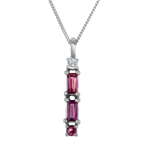 10KT White Gold Rhodolite Garnet and 0.036ctw Canadian Diamond Necklace Harmony Jewellers Grimsby, ON