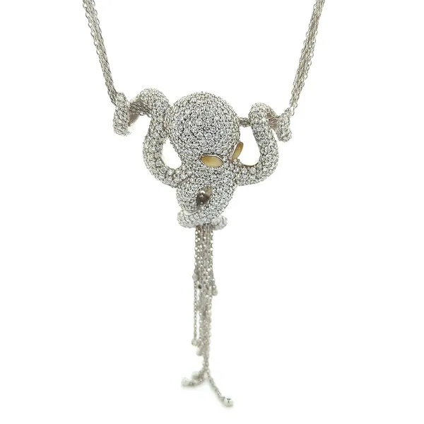 14KT White Gold Natural Chrysoberyl and 7.74ctw Diamond Octopus Estate 18