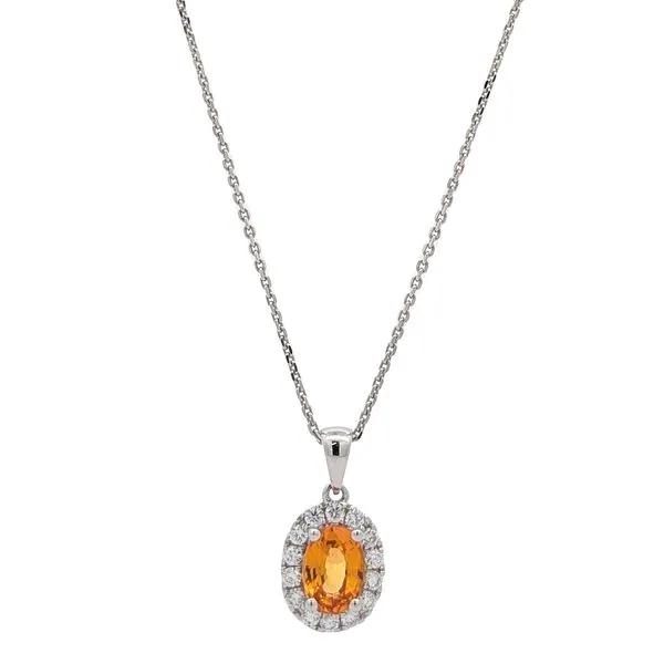 14-18KT White Gold Orange Sapphire and 0.22ctw Diamond 18