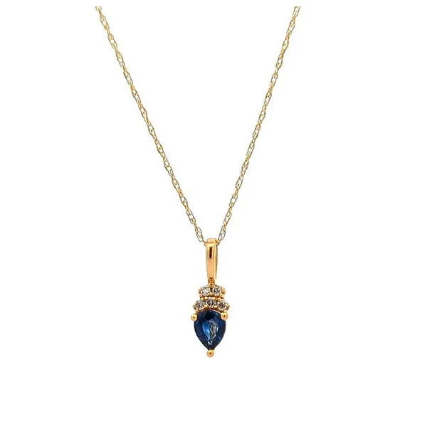 14KT Yellow Gold Sapphire and 0.04ctw Diamond Necklace Harmony Jewellers Grimsby, ON