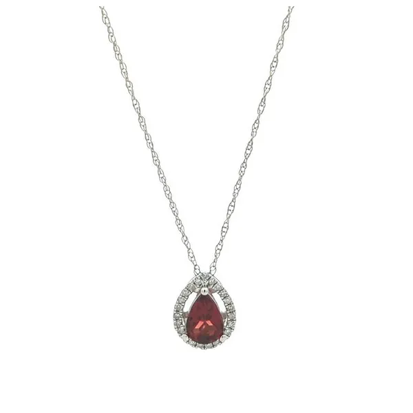 14KT White Gold Garnet and 0.07ctw Diamond Necklace Harmony Jewellers Grimsby, ON