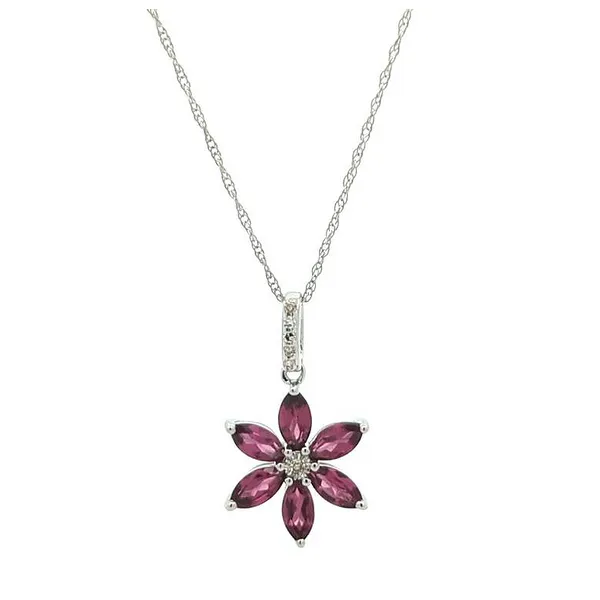 14KT White Gold Rhodolite Garnet and 0.01ctw Diamond Necklace Harmony Jewellers Grimsby, ON