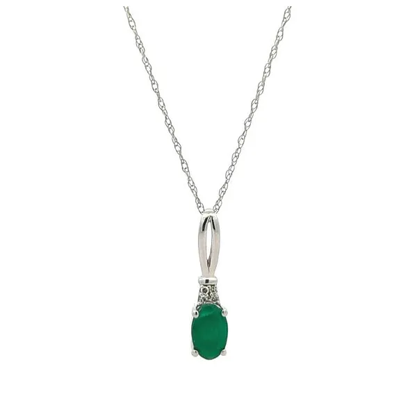 14KT White Gold Emerald and 0.02ctw Diamond Necklace Harmony Jewellers Grimsby, ON