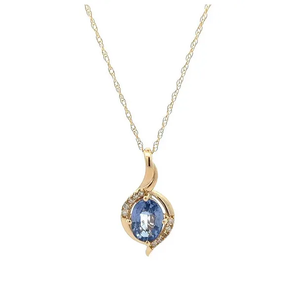 14KT Yellow Gold Sapphire and 0.05ctw Diamond Necklace Harmony Jewellers Grimsby, ON