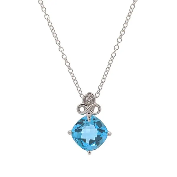 10KT White Gold Swiss Blue Topaz and 0.006ctw Diamond 18