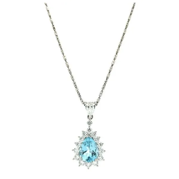 18KT White Gold Aquamarine and 0.87ctw Diamond 18