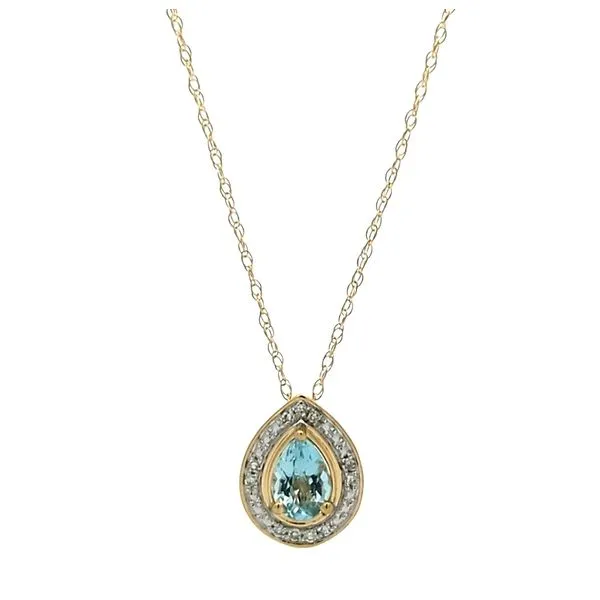 10KT Yellow Gold Aquamarine and Diamond 18