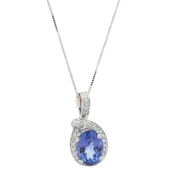 14KT White Gold Tanzanite and 0.19ctw Diamond 18