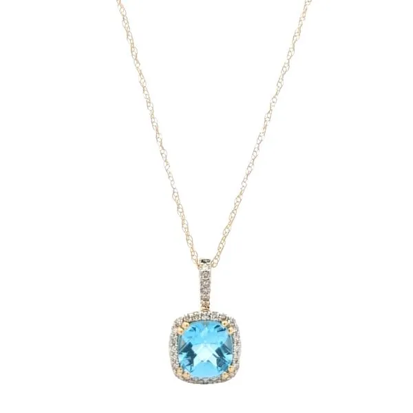 10KT Yellow Gold Blue Topaz and Diamond 18