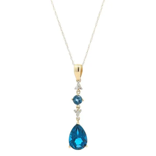 10KT Yellow Gold London Blue Topaz and Diamond 18