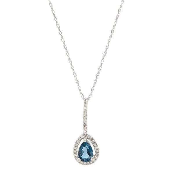 14KT White Gold London Blue Topaz and Diamond 18
