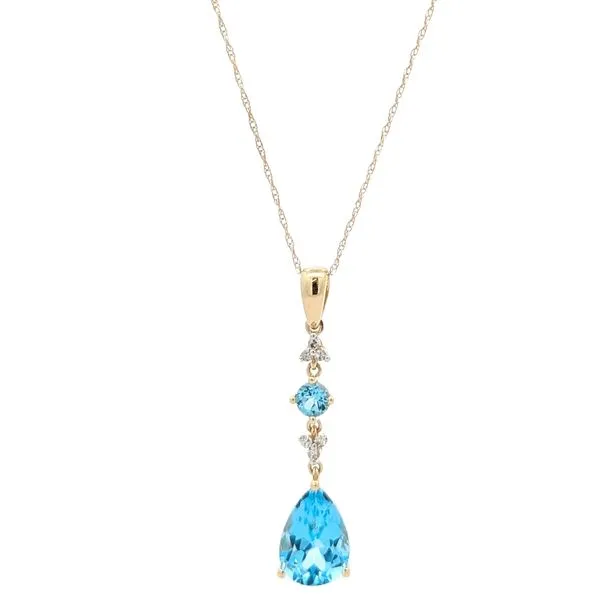 10KT Yellow Gold Blue Topaz and Diamond 18