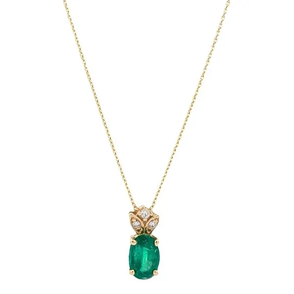 14KT Yellow Gold Emerald and 0.03ctw Diamond 18