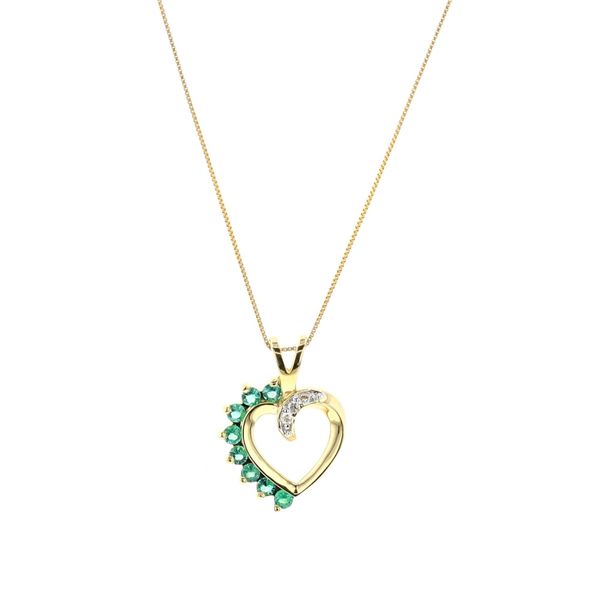 10KT Yellow Gold Emerald and 0.03ctw Diamond Necklace Harmony Jewellers Grimsby, ON
