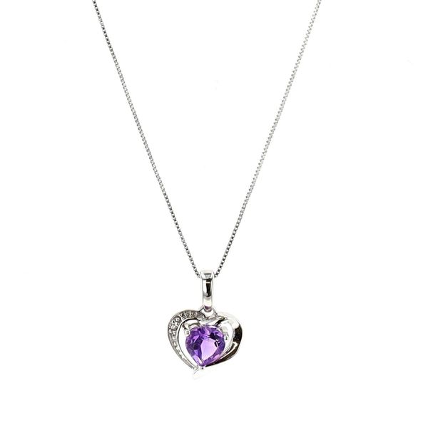 10KT White Gold Amethyst and 0.005ctw Diamond Heart Necklace Harmony Jewellers Grimsby, ON