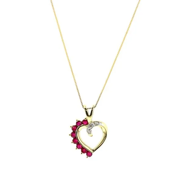 10KT Yellow Gold Ruby and 0.03ctw Diamond Necklace Harmony Jewellers Grimsby, ON