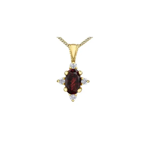 10KT Yellow Gold Garnet and 0.03ctw Diamond 18