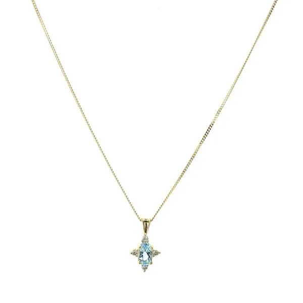 10KT Yellow Gold Aquamarine and 0.03ctw Diamond 18