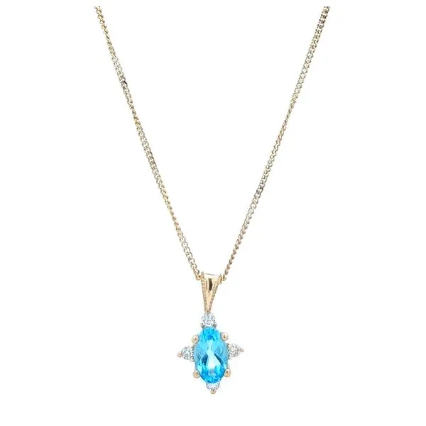 10KT Yellow Gold Blue Topaz 0.03ctw Diamond 18