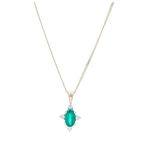 10KT Yellow Gold Emerald and 0.03ctw Diamond 18