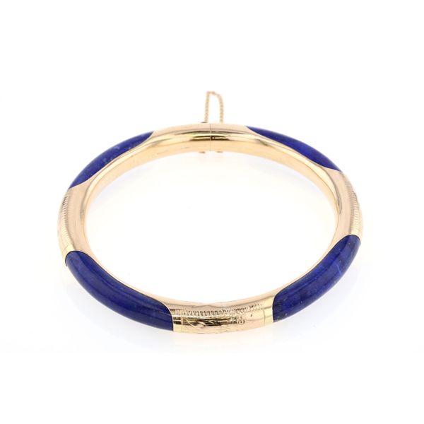 14KT Yellow Gold Lapis Lazuli Estate Hinged Bangle Harmony Jewellers Grimsby, ON