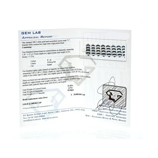 18KT White Gold Natural Blue Sapphire and 1.27ctw Diamond Estate 7.5