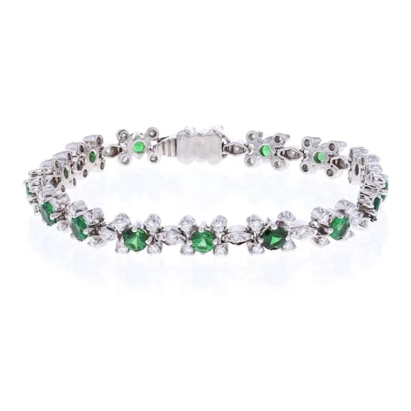 18KT White Gold Natural Tsavorite Garnet and 2.01ctw Diamond 7'' Estate Bracelet Harmony Jewellers Grimsby, ON