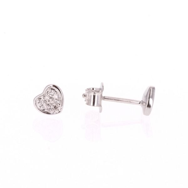 14KT White Gold Heart Shaped Diamond Pave Stud Earrings Harmony Jewellers Grimsby, ON