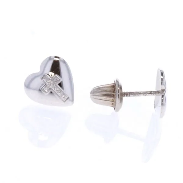 Sterling Silver Heart Shaped Cross Stud Earrings Harmony Jewellers Grimsby, ON