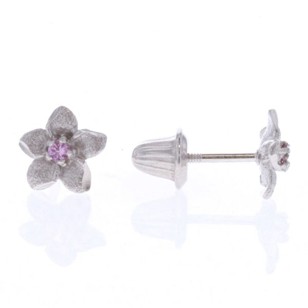 14KT White Gold Flower Stud Earrings Harmony Jewellers Grimsby, ON