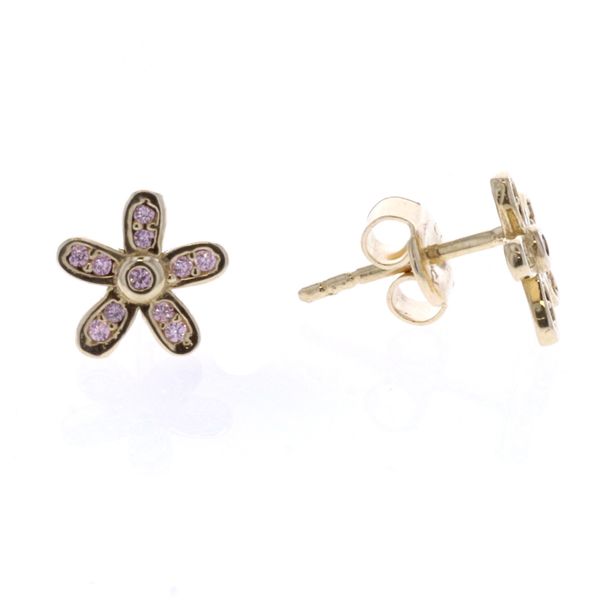 10KT Yellow Gold CZ Flower Stud Earrings Harmony Jewellers Grimsby, ON