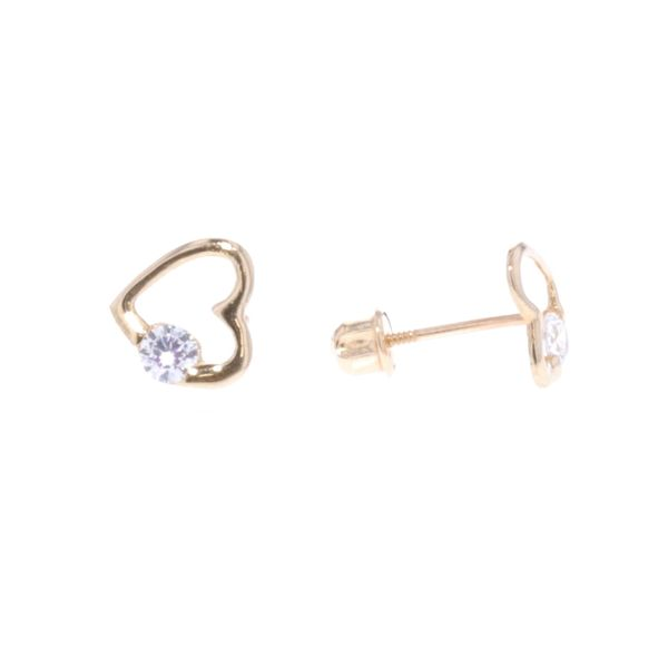 14KT Yellow Gold CZ Heart Earrings Harmony Jewellers Grimsby, ON