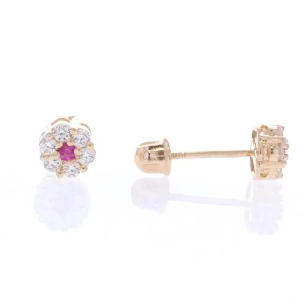 14KT Yellow Gold CZ Flower Stud Earrings Harmony Jewellers Grimsby, ON