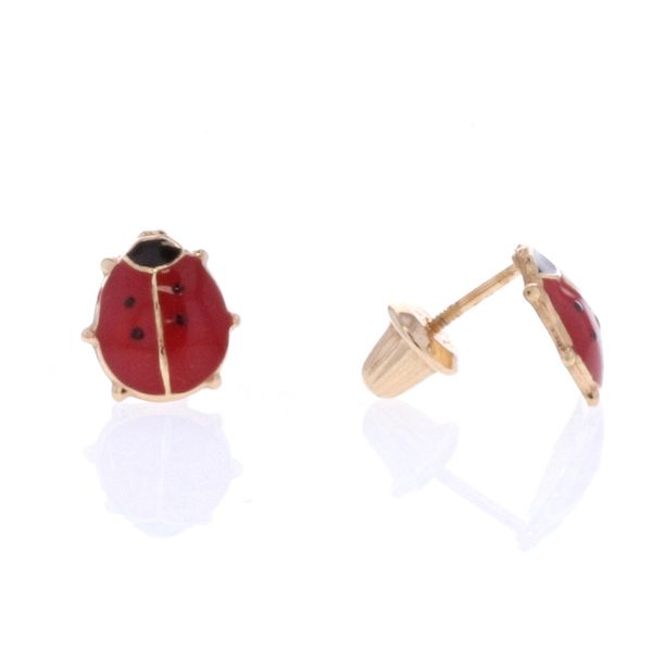 14KT Gold Filled Red Enamel Ladybug Stud Earrings Harmony Jewellers Grimsby, ON