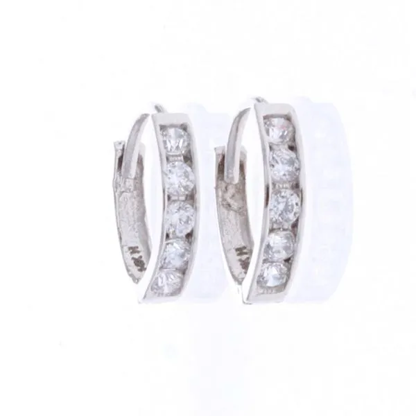 14KT White Gold CZ Hoop Earrings Harmony Jewellers Grimsby, ON