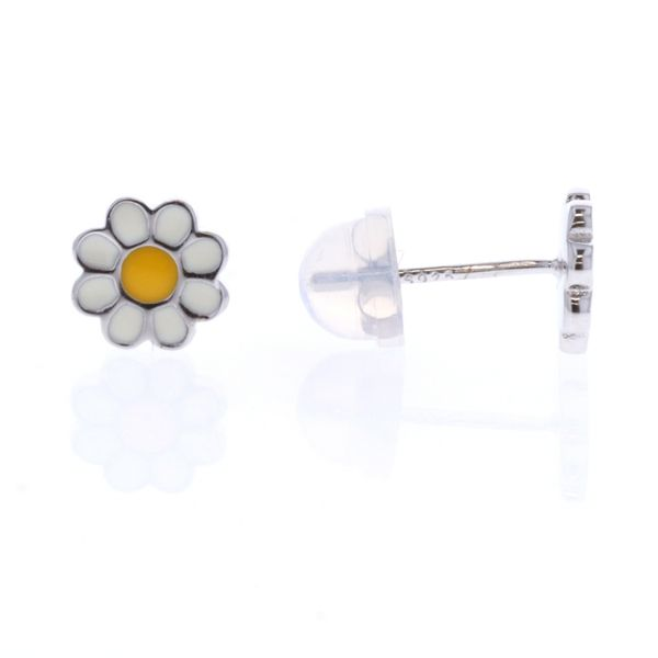 Sterling Silver Enamel Yellow Daisy Stud Earrings Harmony Jewellers Grimsby, ON