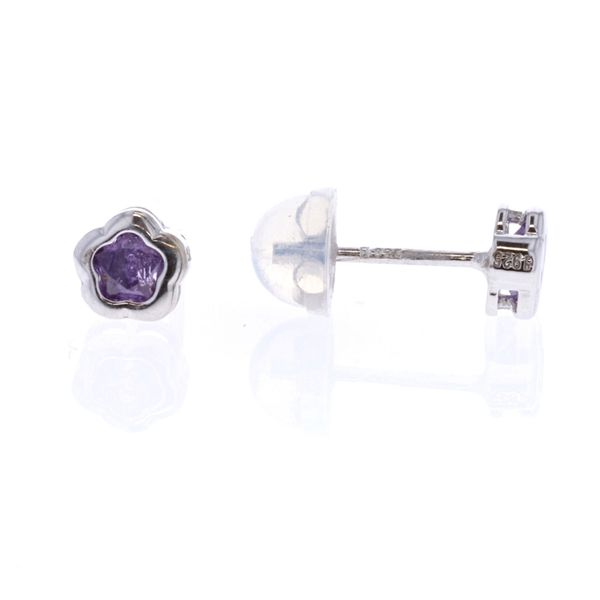 Sterling Silver Purple Stone Flower Earrings Harmony Jewellers Grimsby, ON