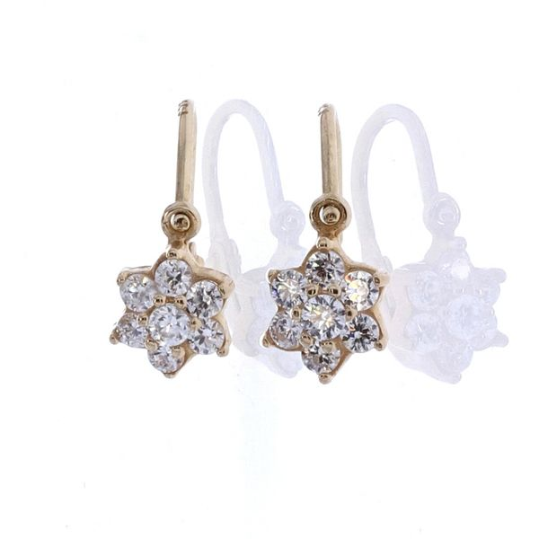 10KT Yellow Gold CZ Flower Drop Earrings Harmony Jewellers Grimsby, ON