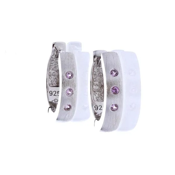 Sterling Silver Pink Sapphire 12mm Hoop Earrings Harmony Jewellers Grimsby, ON