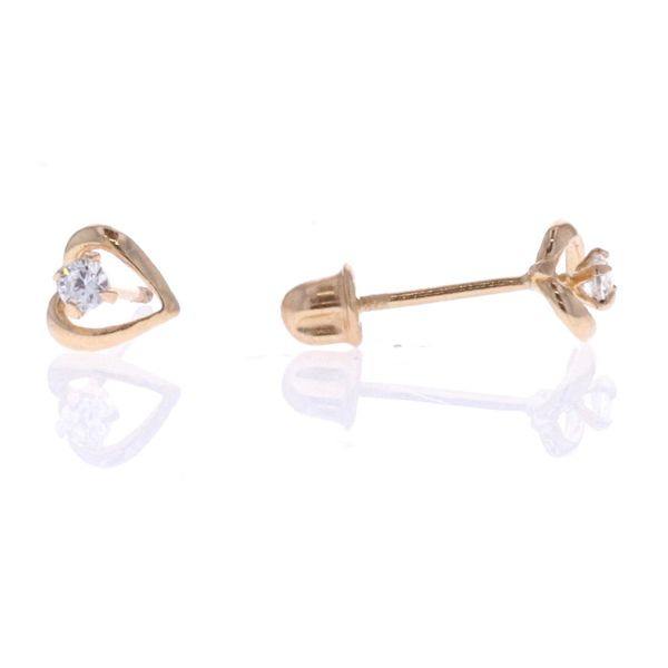 14KT Yellow Gold CZ Heart Earrings Harmony Jewellers Grimsby, ON