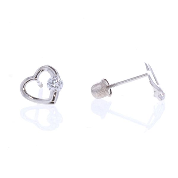 14KT White Gold CZ Heart Earrings Harmony Jewellers Grimsby, ON