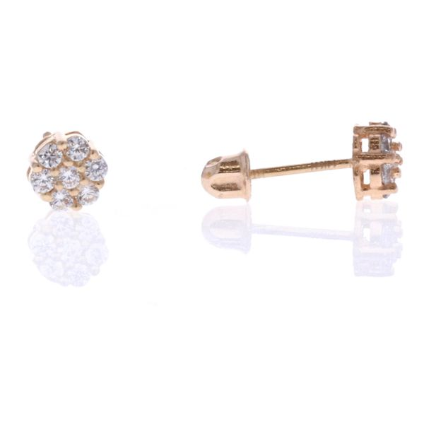 14KT Yellow Gold CZ Flower Earrings Harmony Jewellers Grimsby, ON