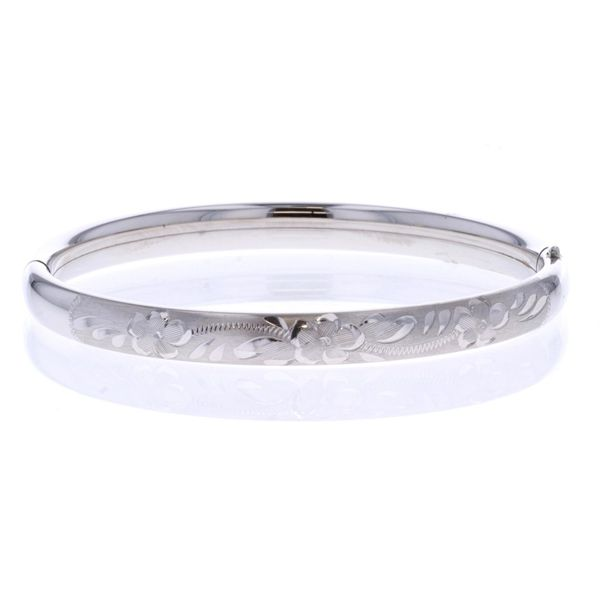 Sterling Silver Engraved Flower Bangle Harmony Jewellers Grimsby, ON