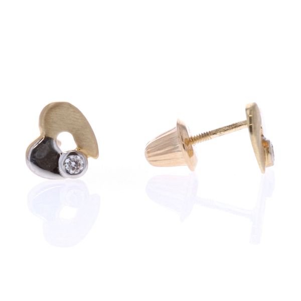 14KT Yellow and White Gold CZ Stud Earrings Harmony Jewellers Grimsby, ON