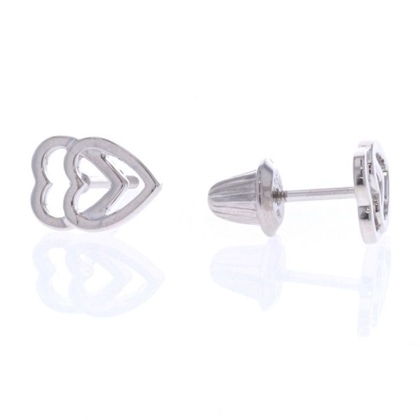 Sterling Silver Double Heart Stud Earrings Harmony Jewellers Grimsby, ON