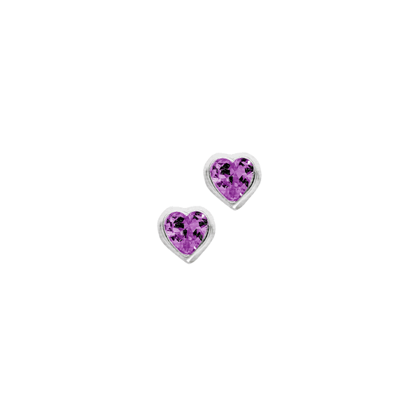Sterling Silver CZ February Birthstone Heart Stud Earrings Harmony Jewellers Grimsby, ON