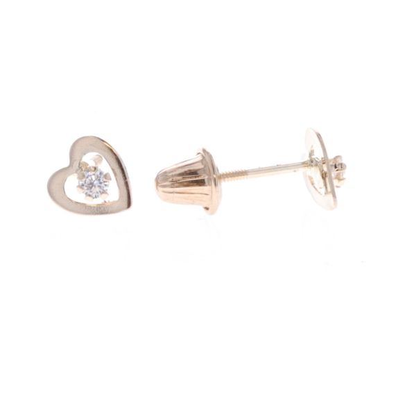 14KT Yellow Gold CZ Heart Stud Earrings Harmony Jewellers Grimsby, ON