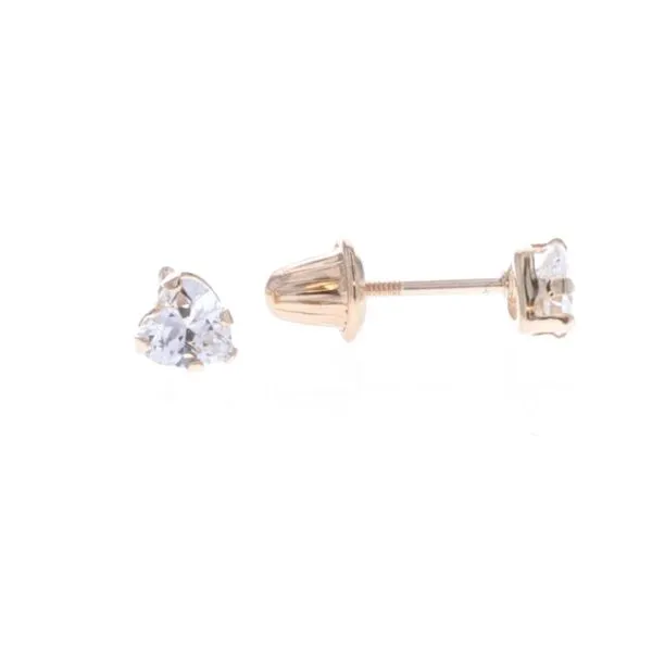 14KT Yellow Gold CZ Heart Stud Earrings Harmony Jewellers Grimsby, ON