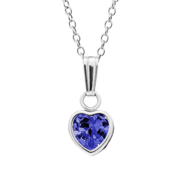 Sterling Silver CZ September Birthstone Heart Necklace Harmony Jewellers Grimsby, ON